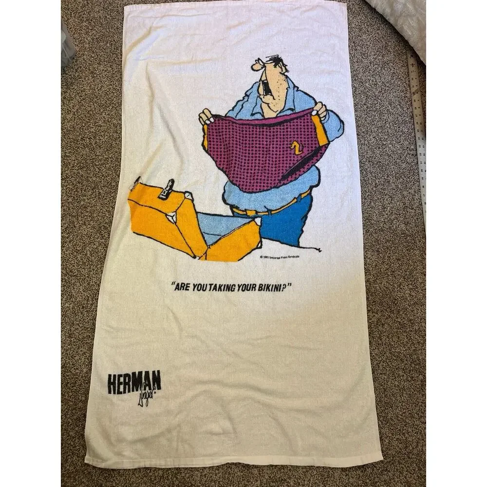 1983 Herman Unger *LARGE* BEACH Towel Universal press syndicate Some Fading